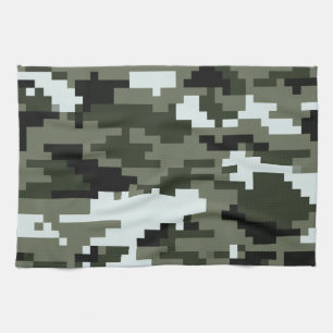 8 Bit Pixel Digital Urban Camouflage / Camo Tea Towel