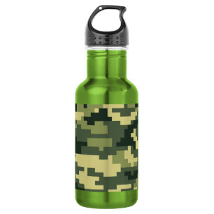 8 Bit Pixel Digital Woodland Camouflage / Camo 532 Ml Water Bottle