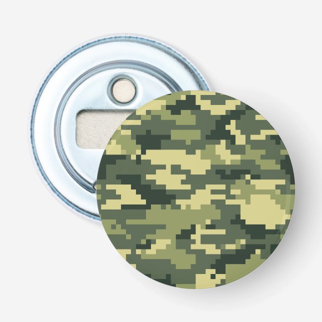 8 Bit Pixel Digital Woodland Camouflage / Camo Bottle Opener (Front)