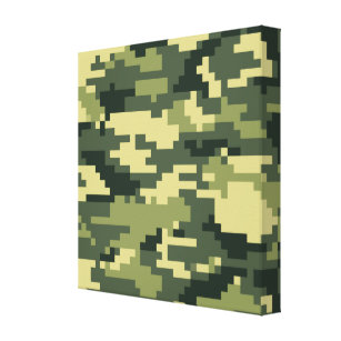 8 Bit Pixel Digital Woodland Camouflage / Camo Canvas Print