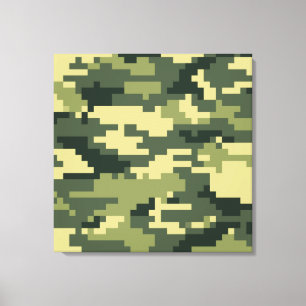 8 Bit Pixel Digital Woodland Camouflage / Camo Canvas Print