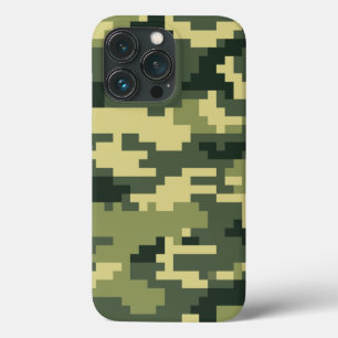 8 Bit Pixel Digital Woodland Camouflage / Camo iPhone 13 Pro Case