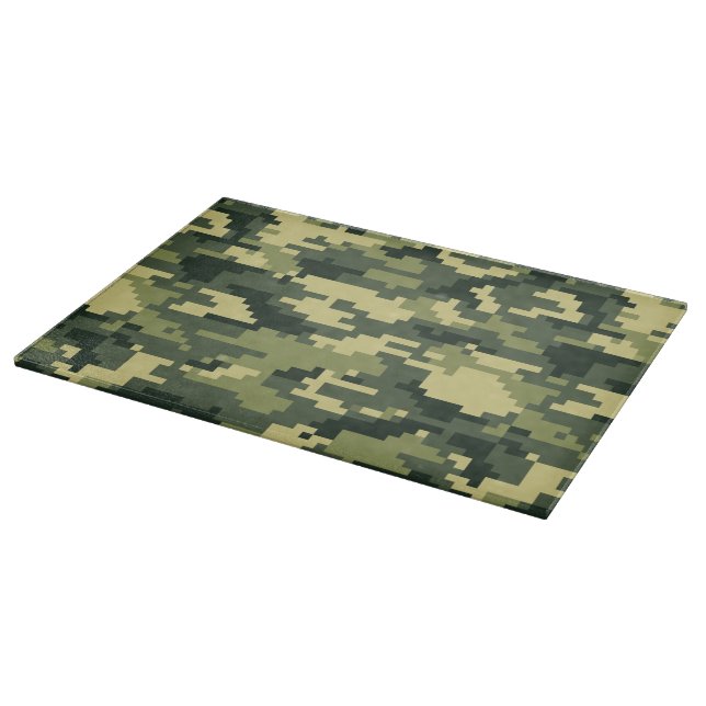 8 Bit Pixel Digital Woodland Camouflage / Camo Cutting Board (Corner)