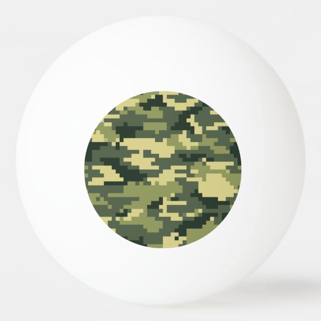 8 Bit Pixel Digital Woodland Camouflage / Camo Ping Pong Ball (Front)