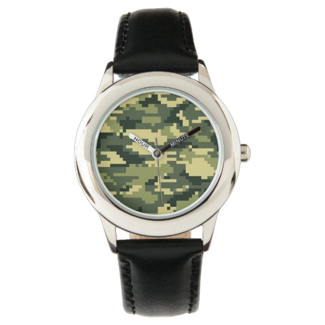 8 Bit Pixel Digital Woodland Camouflage / Camo Watch (Front)
