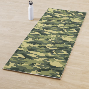 8 Bit Pixel Digital Woodland Camouflage / Camo Yoga Mat