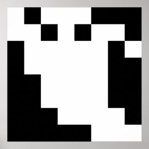 8 Bit Pixel Ghost Poster
