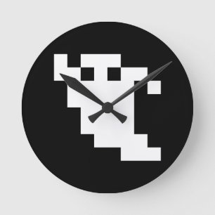 8 Bit Pixel Ghost Round Clock