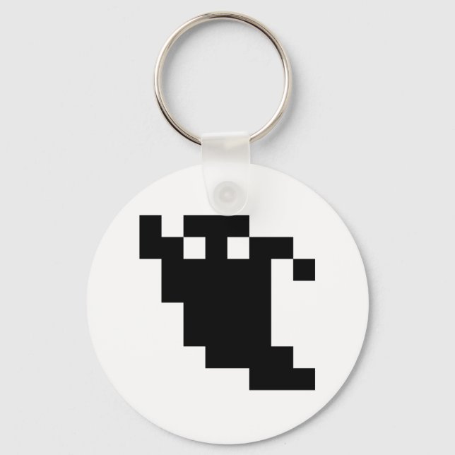 8 Bit Pixel Ghost Shadow Key Ring (Front)