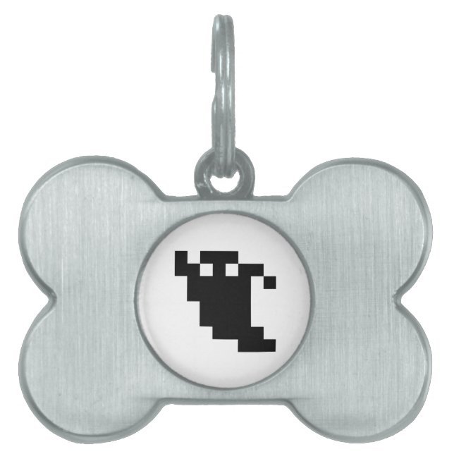 8 Bit Pixel Ghost Shadow Pet Tag (Front)