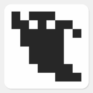 8 Bit Pixel Ghost Shadow Square Sticker
