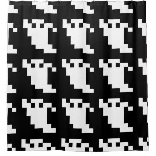 8 Bit Pixel Ghost Shower Curtain