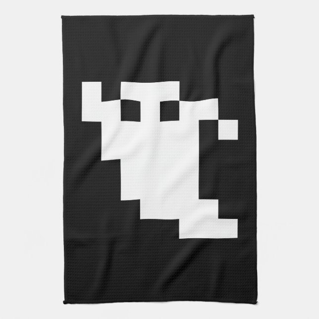 8 Bit Pixel Ghost Tea Towel (Vertical)