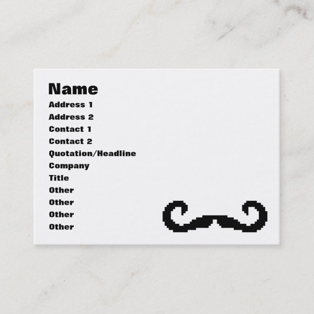 8 Bit Pixel Handlebar Moustache Business Card (Front)