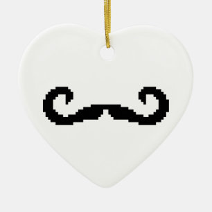 8 Bit Pixel Handlebar Moustache Ceramic Tree Decoration