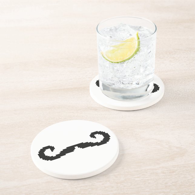8 Bit Pixel Handlebar Moustache Coaster (Side)