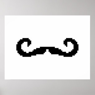 8 Bit Pixel Handlebar Moustache Poster