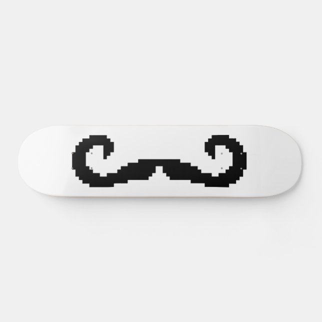 8 Bit Pixel Handlebar Moustache Skateboard (Horz)