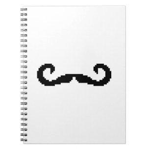 8 Bit Pixel Handlebar Moustache Spiral Notebook