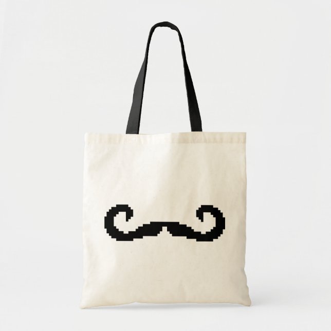 8 Bit Pixel Handlebar Moustache Tote Bag (Front)