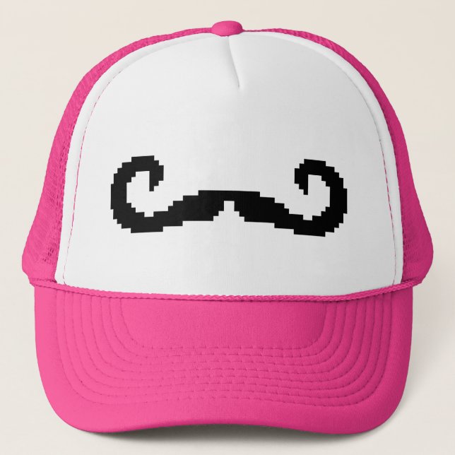 8 Bit Pixel Handlebar Moustache Trucker Hat (Front)