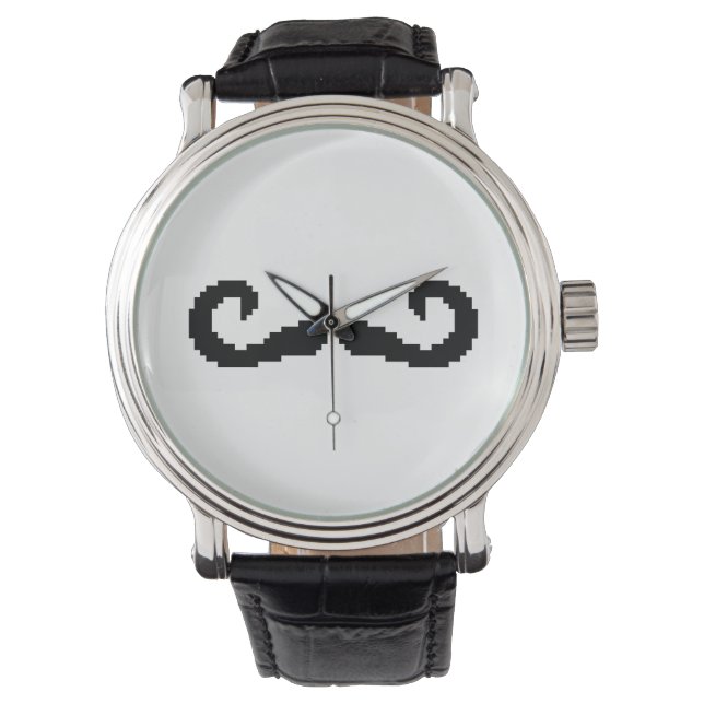 8 Bit Pixel Handlebar Moustache Watch (Front)