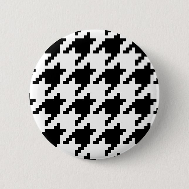 8 Bit Pixel Houndstooth Check Pattern 6 Cm Round Badge (Front)