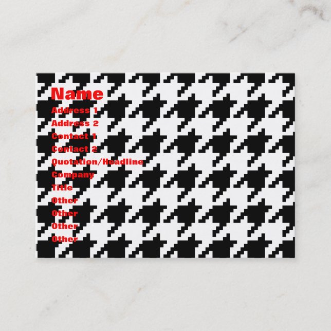 8 Bit Pixel Houndstooth Check Pattern Business Card (Front)
