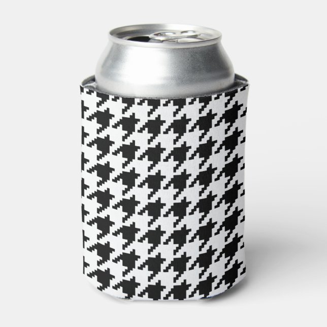 8 Bit Pixel Houndstooth Check Pattern Can Cooler (Can Front)