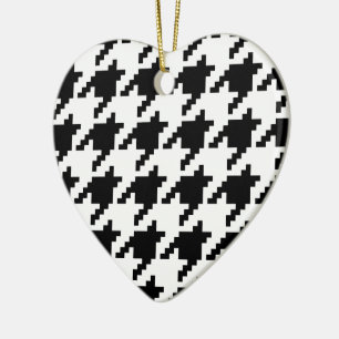 8 Bit Pixel Houndstooth Check Pattern Ceramic Tree Decoration