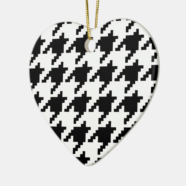 8 Bit Pixel Houndstooth Check Pattern Ceramic Tree Decoration (Left)