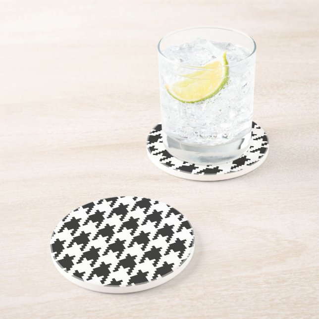 8 Bit Pixel Houndstooth Check Pattern Coaster (Side)