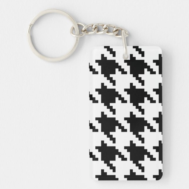 8 Bit Pixel Houndstooth Check Pattern Key Ring (Front)