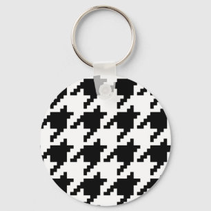 8 Bit Pixel Houndstooth Check Pattern Key Ring