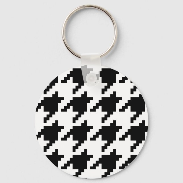 8 Bit Pixel Houndstooth Check Pattern Key Ring (Front)
