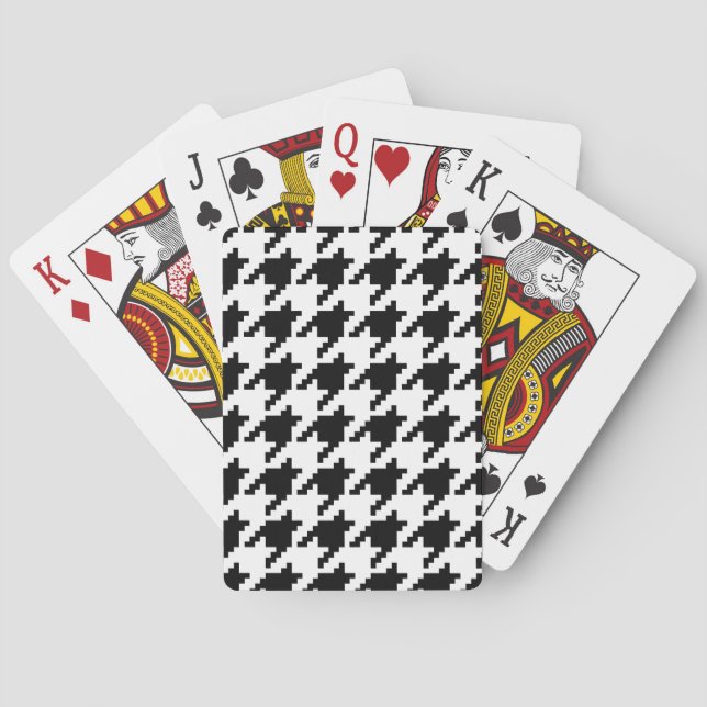 8 Bit Pixel Houndstooth Check Pattern Playing Cards (Back)
