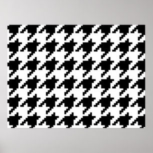 8 Bit Pixel Houndstooth Check Pattern Poster
