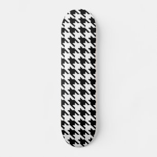 8 Bit Pixel Houndstooth Check Pattern Skateboard
