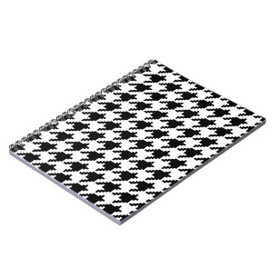 8 Bit Pixel Houndstooth Check Pattern Spiral Notebook