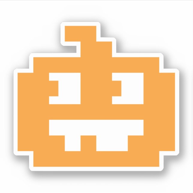 8 Bit Pixel Jack O' Lantern Pumpkin Head (Front)