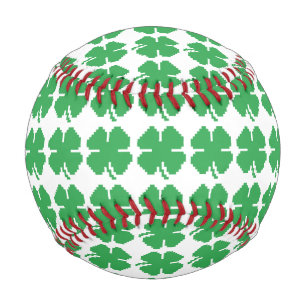 8 Bit Pixel Lucky Four Leaf Clover Baseball