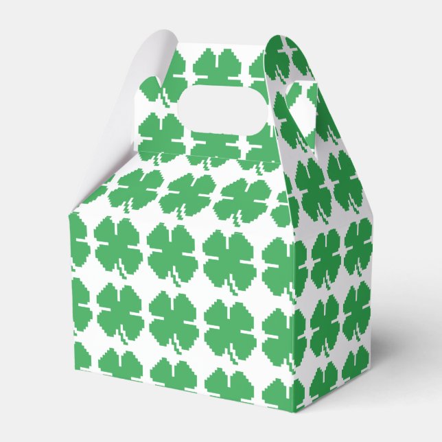 8 Bit Pixel Lucky Four Leaf Clover Favour Box (Front Side)