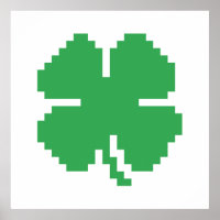 8 Bit Pixel Lucky Four Leaf Clover