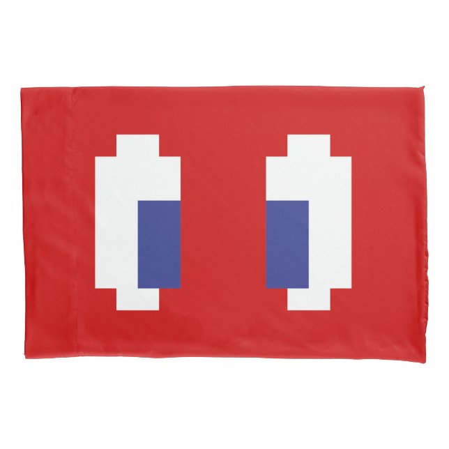 8 Bit Pixel Manga Eyes Pillowcase (Front-Left)
