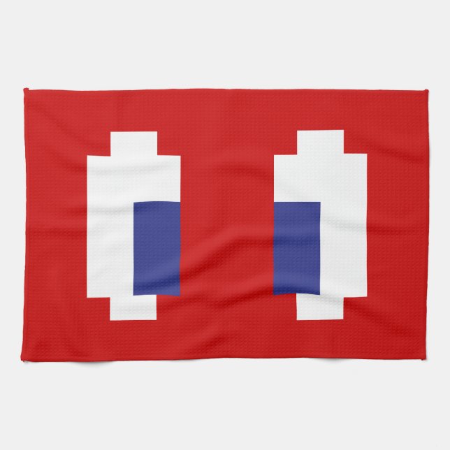 8 Bit Pixel Manga Eyes Tea Towel (Horizontal)