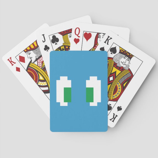 8 Bit Pixel Manga Green Eyes Playing Cards (Back)
