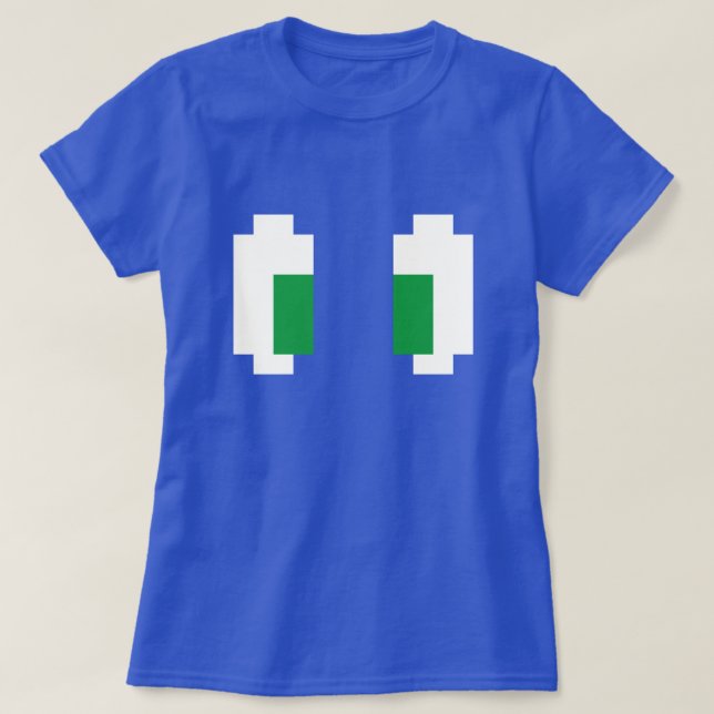 8 Bit Pixel Manga Green Eyes T-Shirt (Design Front)