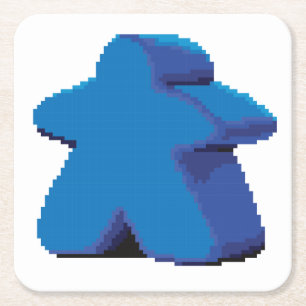 8-bit Pixel Meeple Set of 6 Square Coasters