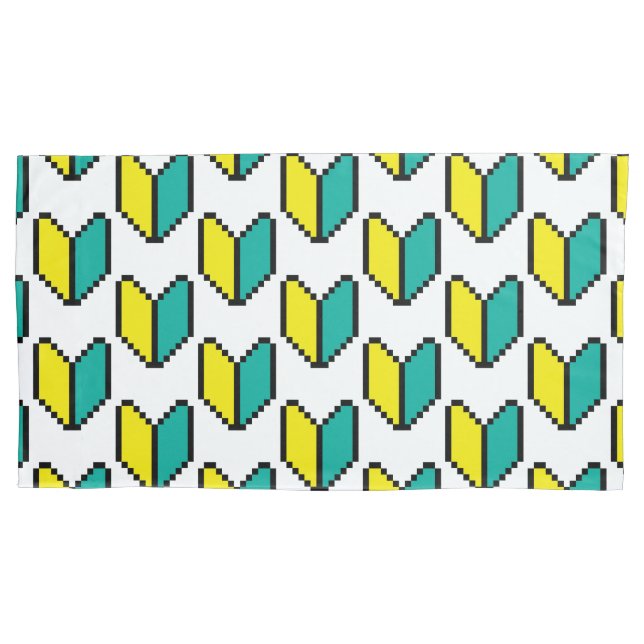 8 Bit Pixel Wakaba / Shoshinsha Mark Pillowcase (Front-Left)