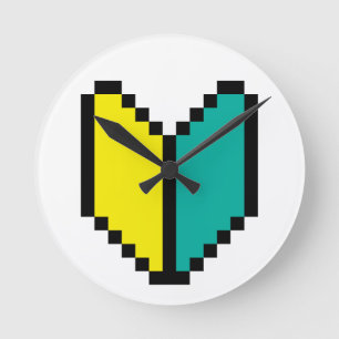 8 Bit Pixel Wakaba / Shoshinsha Mark Round Clock